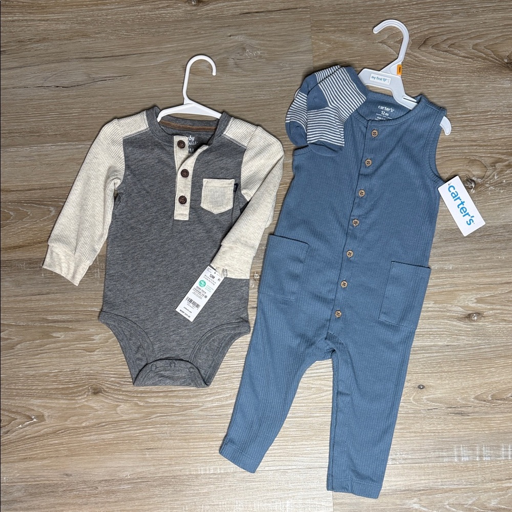 Carter's & Baby BGosh BUNDLE Blue and Gray Kids One Piece Set